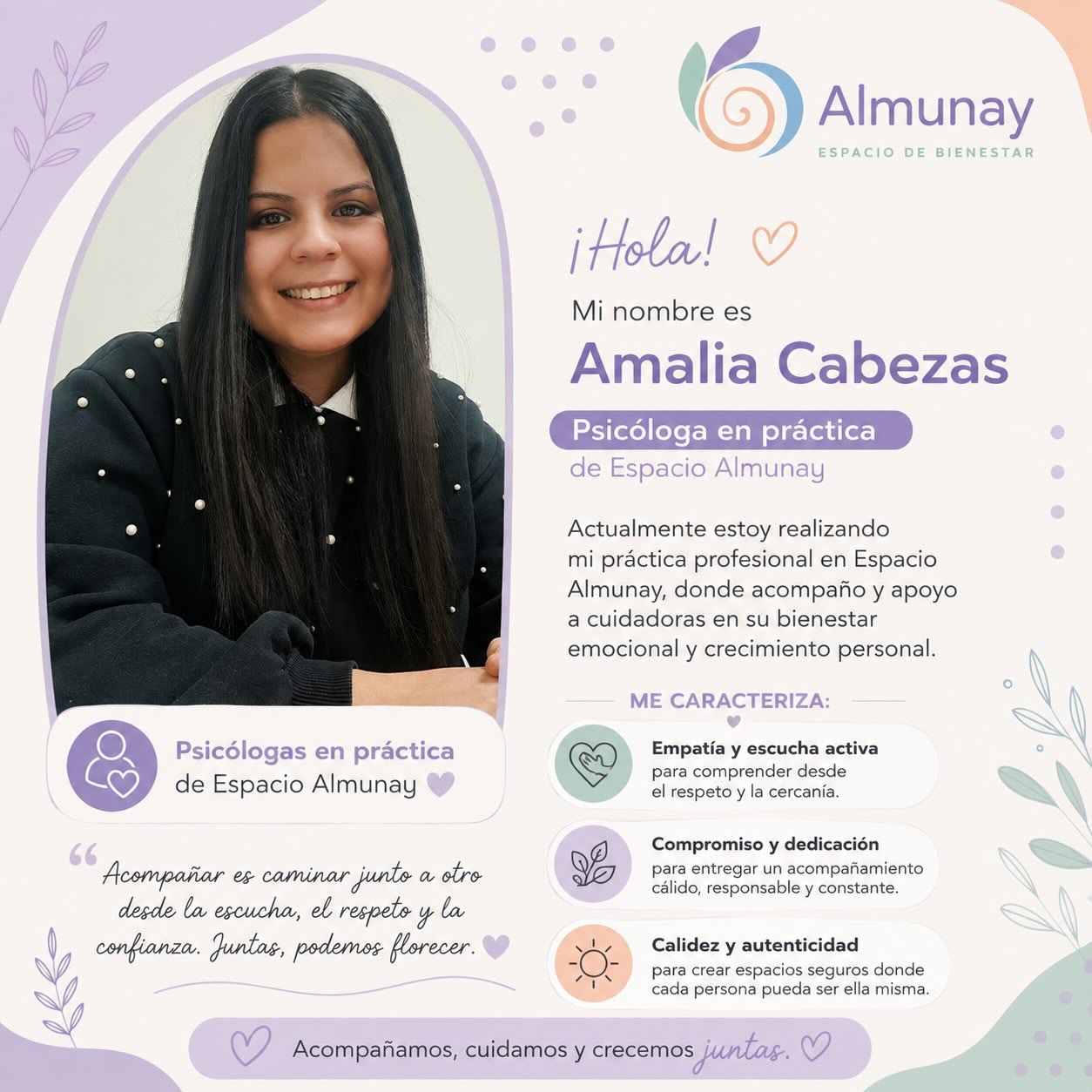 Fotografía de Amalia Cabezas en la publicación de presentación de Espacio Almunay.